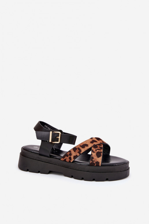 Sandalias de mujer con una plataforma con estampados de piel de leopardo color marrón Gevinniser Sandalias de mujer con una plataforma con estampados de piel de leopardo color marrón Gevinniser