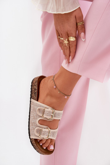  zapatillas de mujer con una plataforma con hebillas beige Osoffe