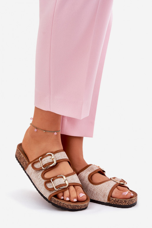  zapatillas de mujer con una plataforma con hebillas color marrón Osoffe