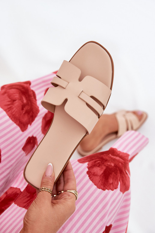 zapatillas de mujer con tacones anchos Con recortes Eko Piel beige Ecapus