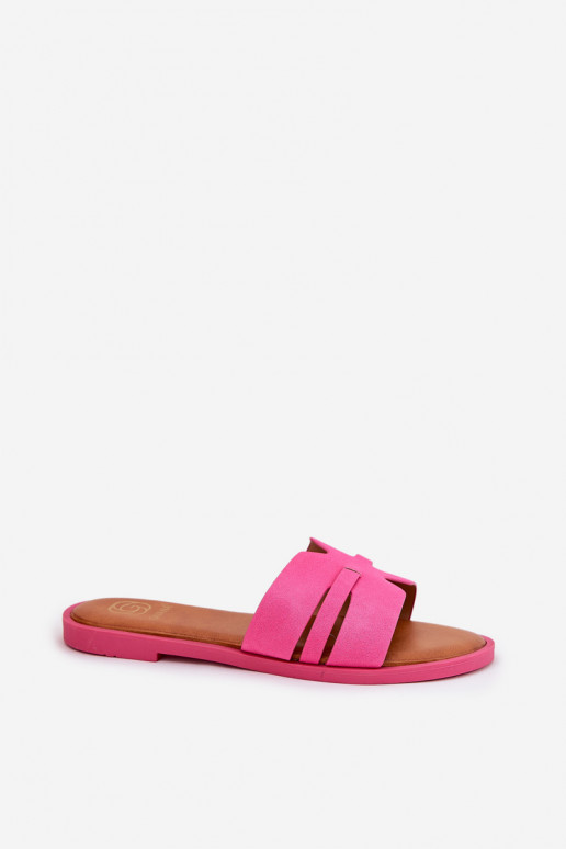 zapatillas de mujer con tacones anchos Con recortes de gamuza ecológicaoAe color rosa Teterre
