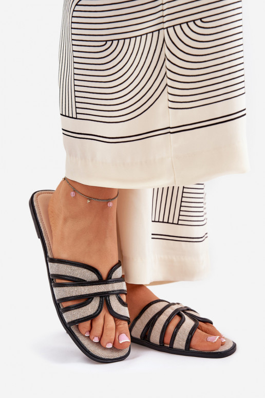 modelo clásico Zapatillas apartamento de mujeres beige-de color negro Scazze