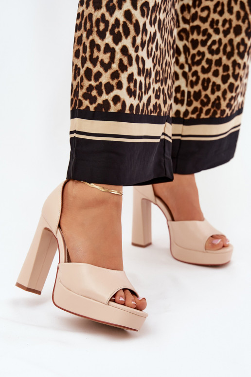 Sandalias de tacón alto para mujer. y plataforma Eko Piel beige Lomman