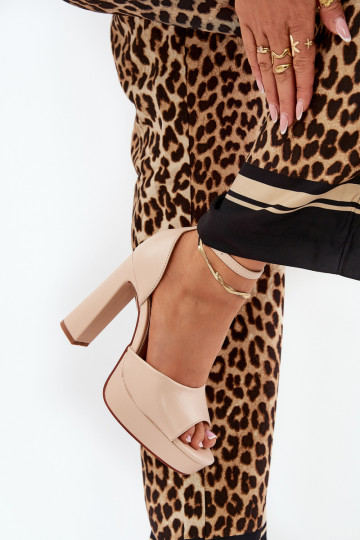Sandalias de tacón alto para mujer. y plataforma Eko Piel beige Lomman 2