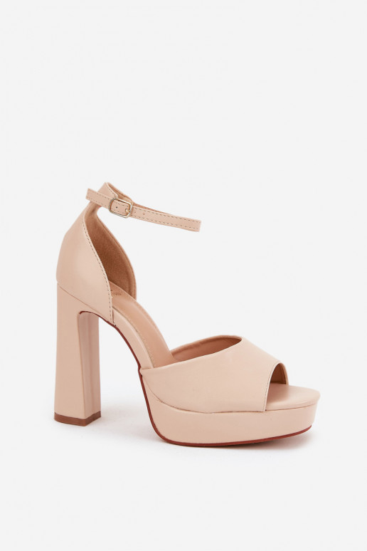 Sandalias de tacón alto para mujer. y plataforma Eko Piel beige Lomman