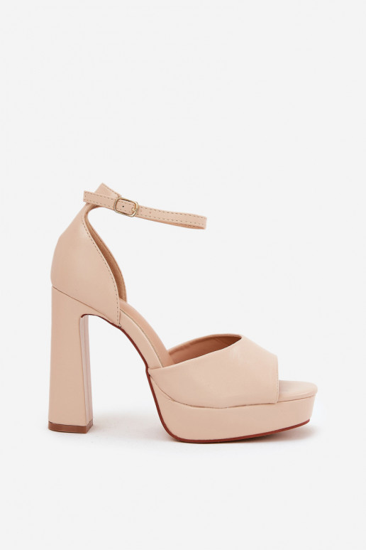 Sandalias de tacón alto para mujer. y plataforma Eko Piel beige Lomman