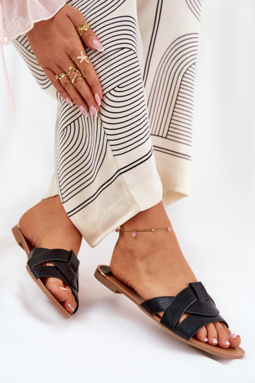 isósceles zapatillas de mujer Z Przeplatającymi Się Paskami de color negro Selaenor