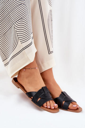 isósceles zapatillas de mujer Z Przeplatającymi Się Paskami de color negro Selaenor 2