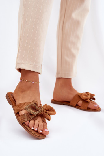 Zapatillas de mujer planas con lazos en color marrón Tobin 2