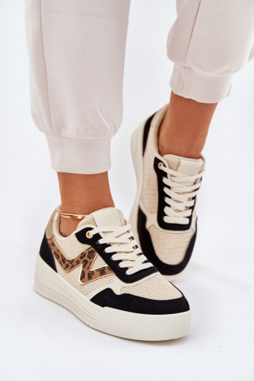 Zapatillas deportivas de mujer con plataforma y estampado de piel de leopardo en color negro Lorori 2