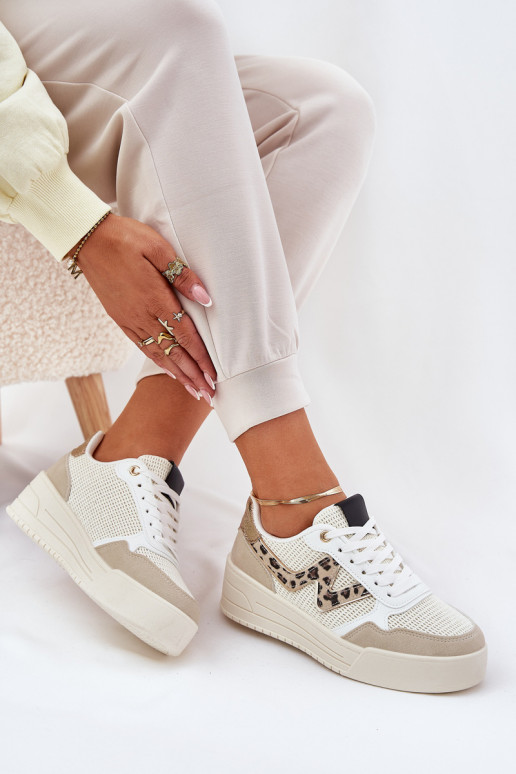 zapatillas Femenino con una plataforma con estampados de piel de leopardo beige Lorori zapatillas Femenino con una plataforma con estampados de piel de leopardo beige Lorori