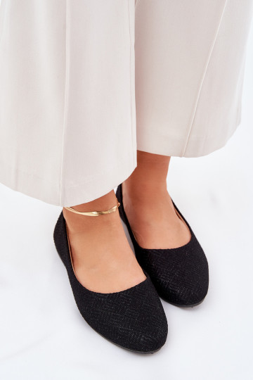 bailarinas apartamento de mujeres con brillo de color negro Tatorelis