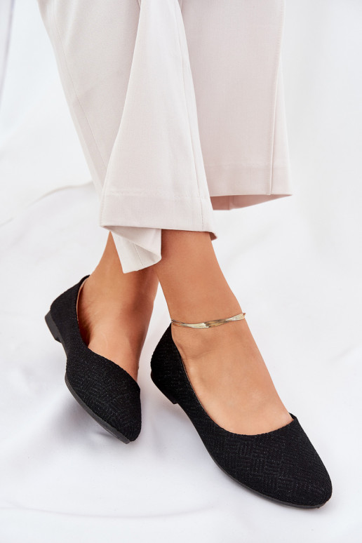 bailarinas apartamento de mujeres con brillo de color negro Tatorelis