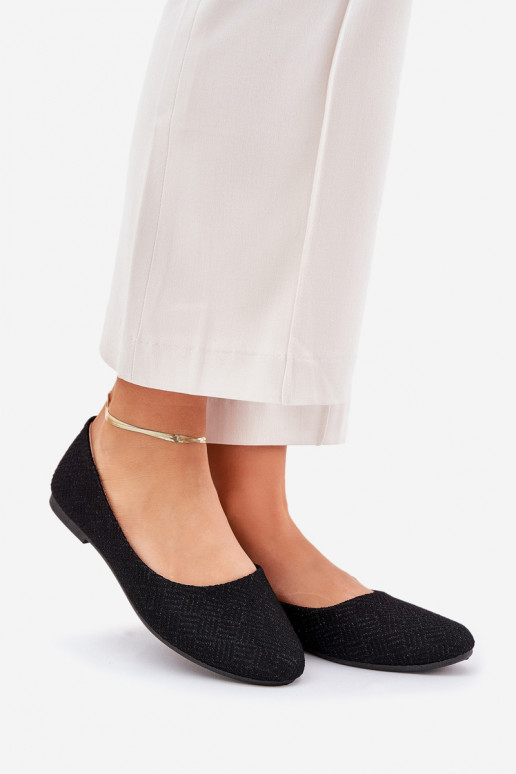 bailarinas apartamento de mujeres con brillo de color negro Tatorelis