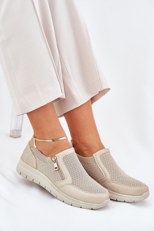 zapatos Femenino con una plataforma con cremalleras color dorado Leanae