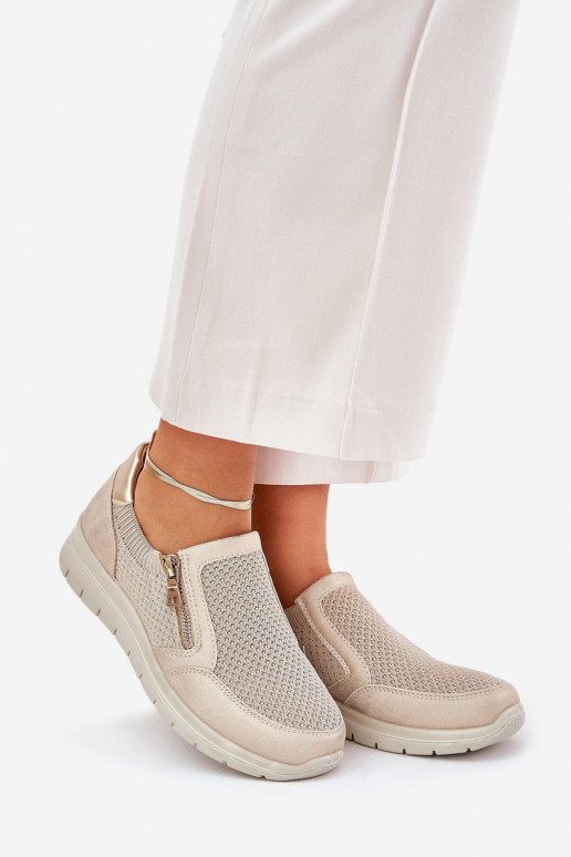 zapatos Femenino con una plataforma con cremalleras color dorado Leanae