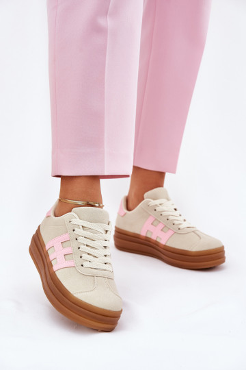 Zapatillas modelo de mujer con plataforma color arena Syliyana