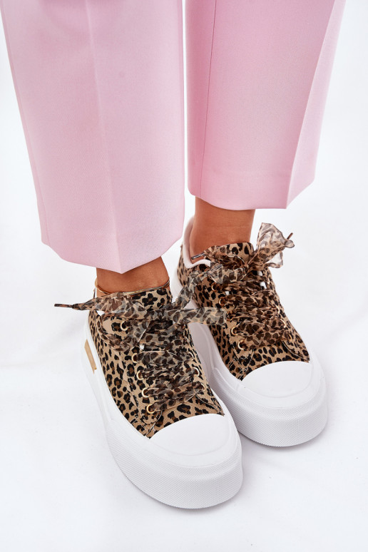 Zapatos de ocio con una plataforma Con decoraciones atándosem con estampados de piel de leopardo color marrón Zidora Zapatos de ocio con una plataforma Con decoraciones atándosem con estampados de piel de leopardo color marrón Zidora