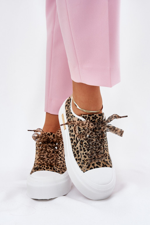 Zapatos de ocio con una plataforma Con decoraciones atándosem con estampados de piel de leopardo color marrón Zidora Zapatos de ocio con una plataforma Con decoraciones atándosem con estampados de piel de leopardo color marrón Zidora