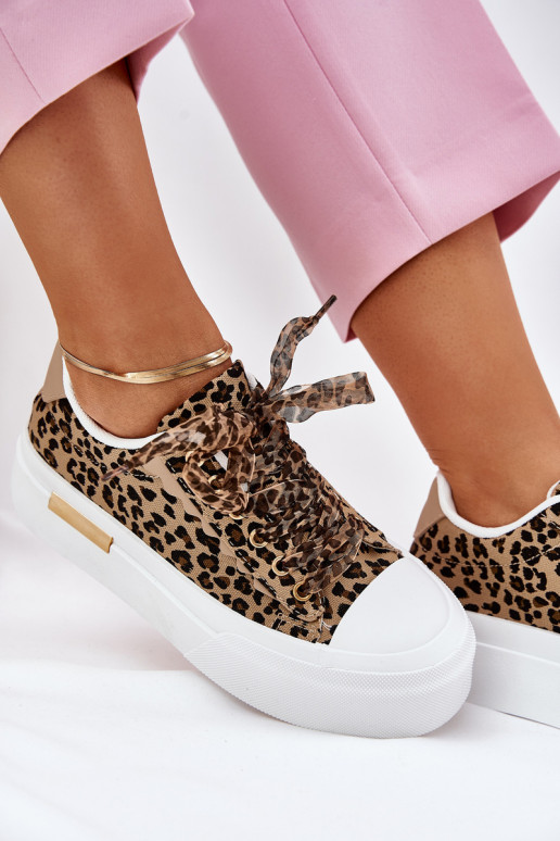 Zapatos de ocio con una plataforma Con decoraciones atándosem con estampados de piel de leopardo color marrón Zidora Zapatos de ocio con una plataforma Con decoraciones atándosem con estampados de piel de leopardo color marrón Zidora