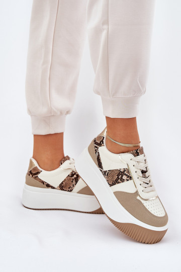 Zapatillas modelo de mujer con plataforma y estampado animal color arena Telanila 2