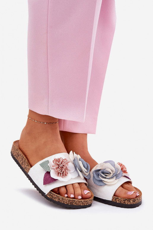 zapatillas de mujer Con flores con una plataforma el color blanco Zinrosa