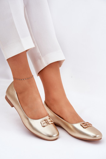 Bailarinas de estilo elegante para mujer con adornos Vinceza 62206 color oro 2