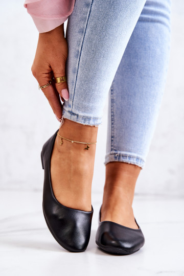 Piel modelo clásico bailarinas de color negro Stacee 2