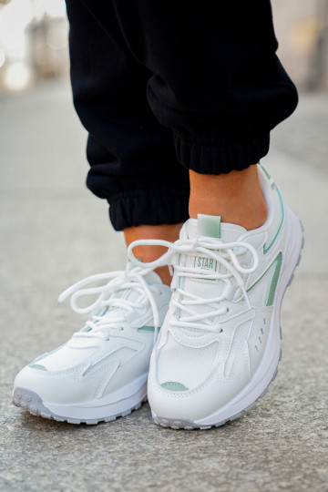 Zapatillas deportivas para mujer Big Star NN274A095 HI-POLY SYSTEM color blanco-verde 2