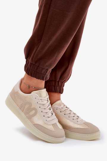 Zapatillas deportivas bajas para mujer de eco piel color arena Iladira