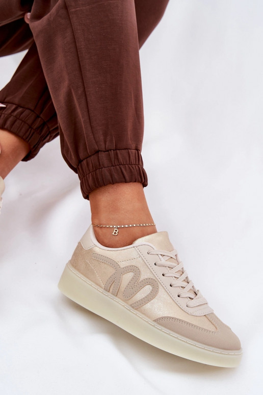 Zapatillas deportivas bajas para mujer de eco piel color arena Iladira