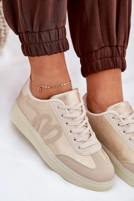 Zapatillas deportivas bajas para mujer de eco piel color arena Iladira