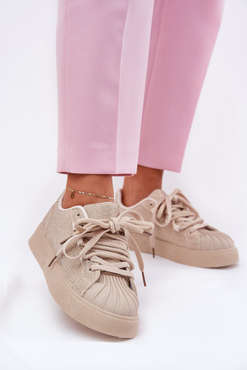 Zapatillas deportivas de mujer con decoración y plataforma en color arena Eanneth 2