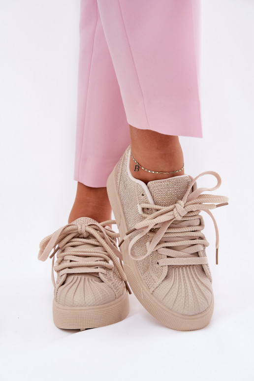 Zapatillas deportivas de mujer con decoración y plataforma en color arena Eanneth Zapatillas deportivas de mujer con decoración y plataforma en color arena Eanneth