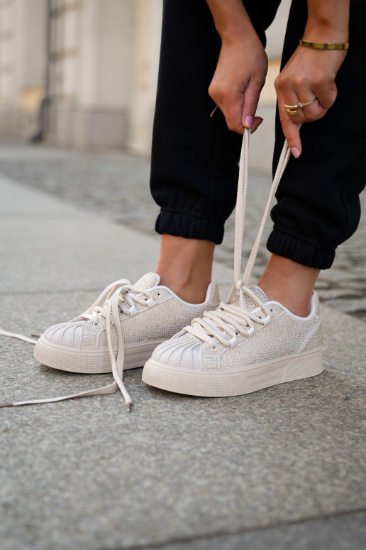 Zapatillas deportivas de mujer con decoración y plataforma en color arena Eanneth Zapatillas deportivas de mujer con decoración y plataforma en color arena Eanneth