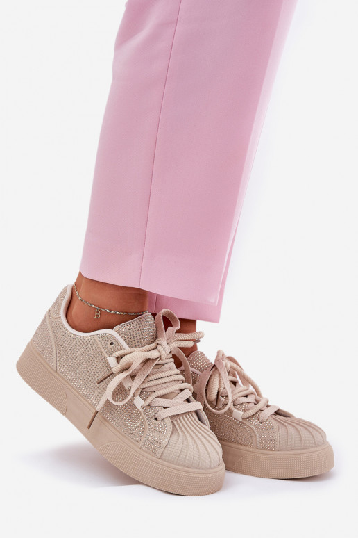 Zapatillas deportivas de mujer con decoración y plataforma en color arena Eanneth Zapatillas deportivas de mujer con decoración y plataforma en color arena Eanneth